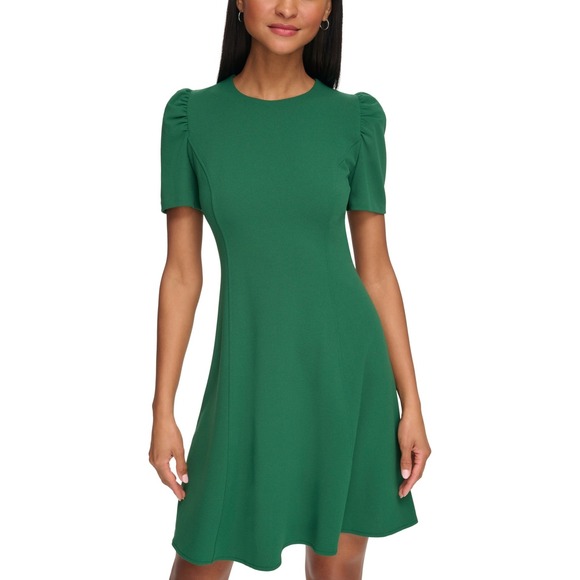 Karl Lagerfeld Dress Womens 6 Green Princess Seam Cocktail Party Fit & Flare NWT - Picture 1 of 10